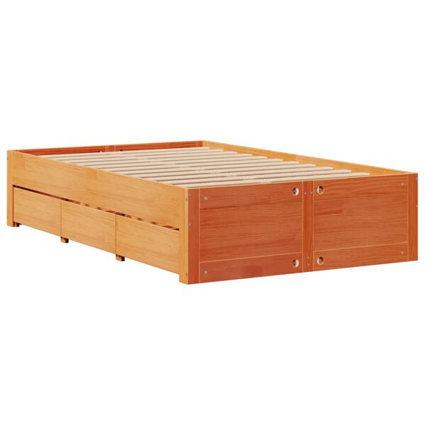 vidaXL Bedframe zonder matras met lades grenenhout wasbruin 120x200 cm