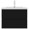 vidaXL Wastafelkast met ingebouwde wastafel spaanplaat zwart