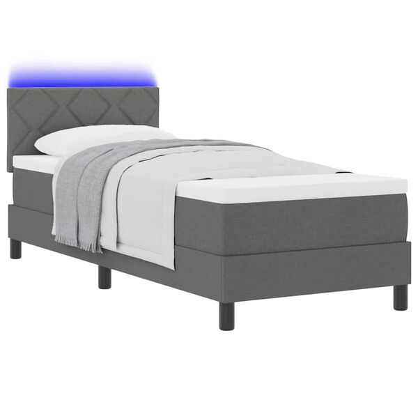 vidaXL Boxspring bed met matras met LED Donkergrijs 80 x 200 cm Stof