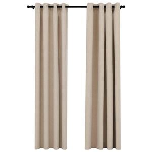 vidaXL Gordijnen linnen-look verduisterend ogen 2 st 140x225 cm beige