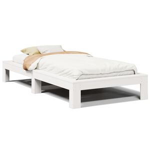vidaXL Bedframe zonder matras massief grenenhout wit 140x200 cm