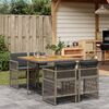 vidaXL 5-delige Tuinset met kussens poly rattan grijs