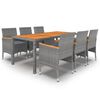 vidaXL 7-delige Tuinset poly rattan grijs
