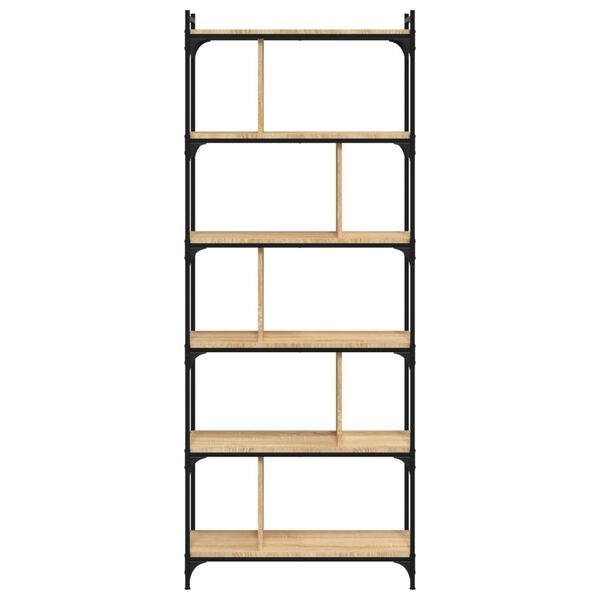 vidaXL Boekenkast 6-laags 76x32x192 cm bewerkt hout sonoma eikenkleur