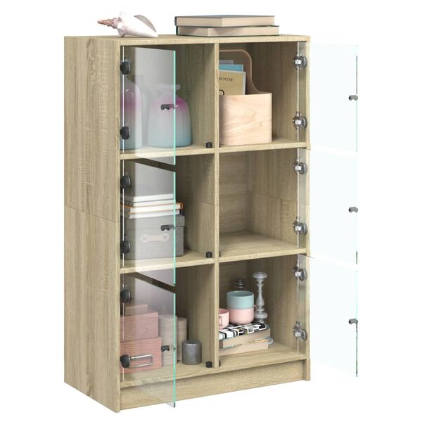 vidaXL Hoge kast met deuren 68x37x109 cm bewerkt hout sonoma eiken