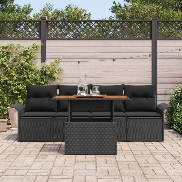 vidaXL Tuin Sofa Set met kussen 5 pcs Zwart