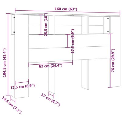 vidaXL Hoofdbordkast 160x18,5x104,5 cm betongrijs