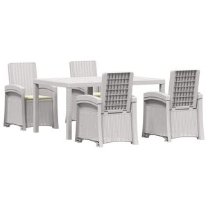 vidaXL Tuin eettafelset 5 st Wit en cr&egrave;mekleurig PP