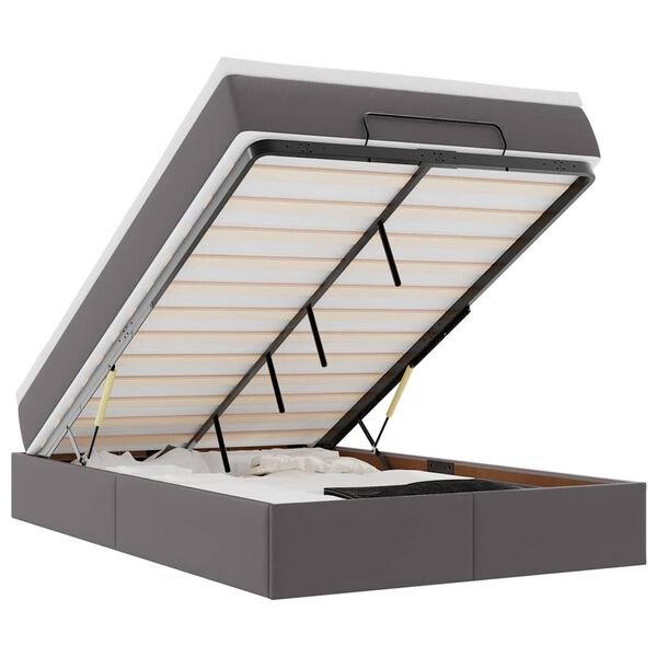 vidaXL Ottoman bed met matras 120x200cm kunstleer grijs