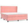 vidaXL Boxspring met matras fluweel roze 160x200 cm