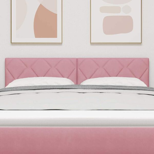 vidaXL LED Hoofdbord Roze 160 cm Nep Leer