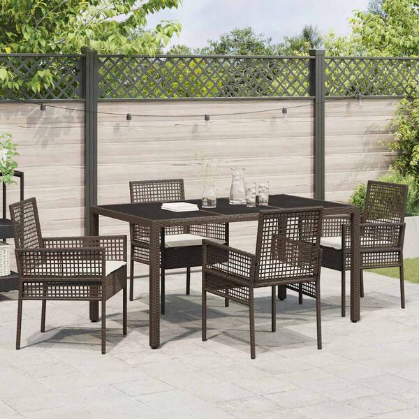 vidaXL Tuin eettafelset 5 pcs Bruin poly rattan