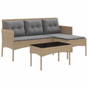 vidaXL Tuinbankenset met kussen 2 pcs poly rattan