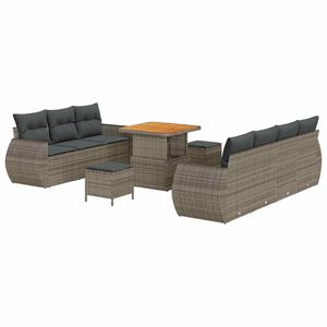 vidaXL Tuin Sofa Set met kussen met opslag 10 pcs Grijs poly rattan