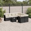 vidaXL 9-delige Loungeset met kussens poly rattan zwart