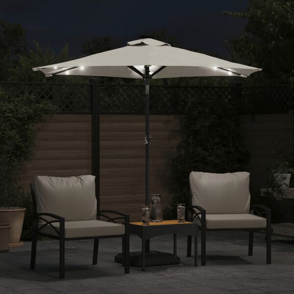vidaXL Parasol met LED's en stalen paal 225x225x212 cm wit
