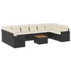 vidaXL 11-delige Loungeset met kussens poly rattan zwart