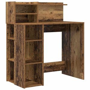vidaXL Bureau met plank Oud Hout 90 x 48 x 101,5 cm Bewerkt hout