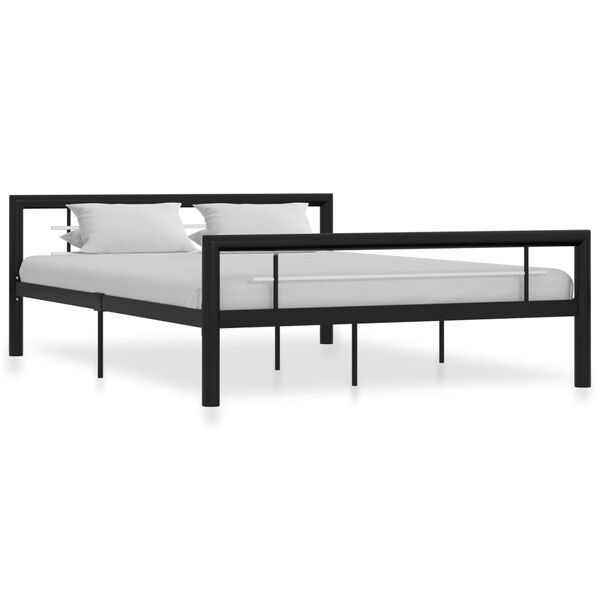 vidaXL Bedframe metaal zwart en wit 140x200 cm