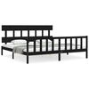 vidaXL Bedframe met hoofdbord massief hout zwart 200x200 cm