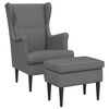 vidaXL Fauteuil met Voetenbank 2 st Donkergrijs Stof