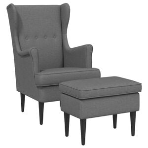 vidaXL Fauteuil met Voetenbank 2 st Donkergrijs Stof