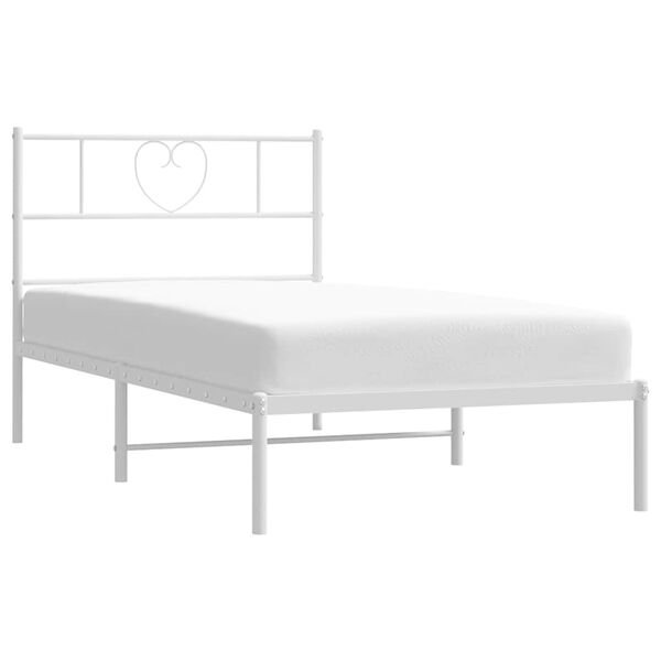 vidaXL Bedframe met hoofdbord metaal wit 100x200 cm