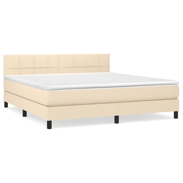 vidaXL Boxspring met matras stof cr&egrave;mekleurig 180x200 cm