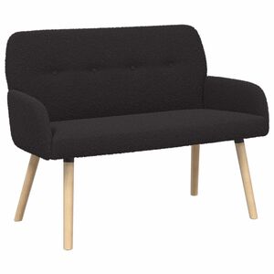 vidaXL 2-zitsbank met massief houten poten Zwart Boucl&eacute;
