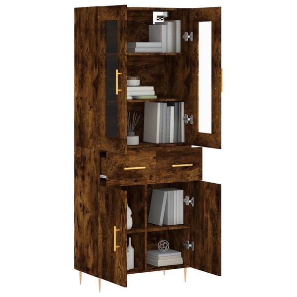 vidaXL Hoge kast 69,5x34x180 cm bewerkt hout gerookt eikenkleurig