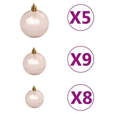 vidaXL Kunstkerstboom met verlichting en kerstballen half 180 cm wit