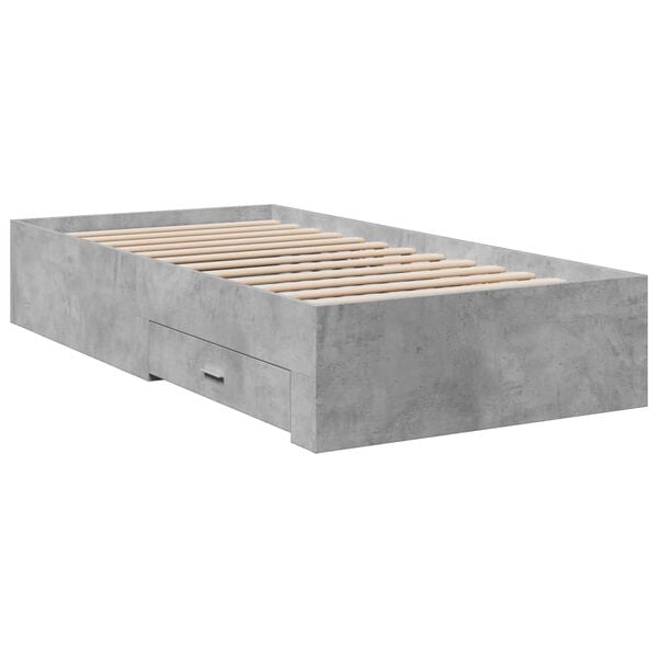 vidaXL Bedframe met lades bewerkt hout betongrijs 90x190 cm