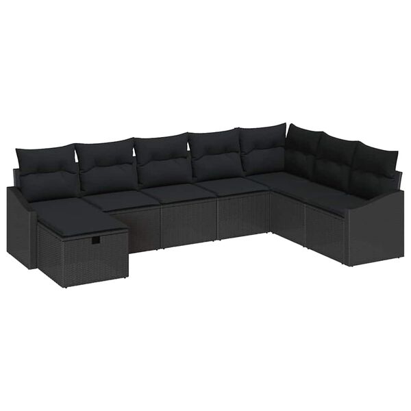 vidaXL Tuin Sofa Set met kussen 8 pcs Zwart 55 x 62 x 69 cm Poly riet