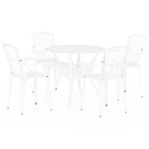 vidaXL 5-delige Bistroset gietaluminium wit