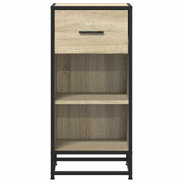 vidaXL Dressoir 35,5x35x76 cm bewerkt hout en metaal sonoma eikenkleur