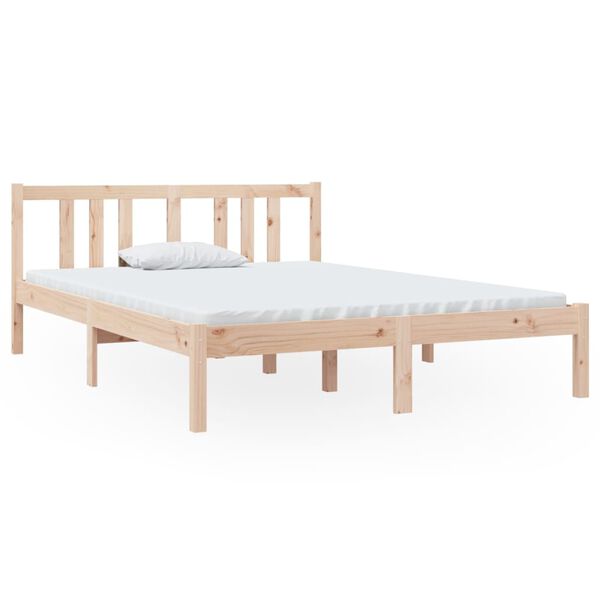 vidaXL Bedframe massief hout 135x190 cm Double