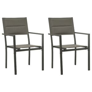 vidaXL Tuinstoelen 2 st textileen en staal grijs en antracietkleurig
