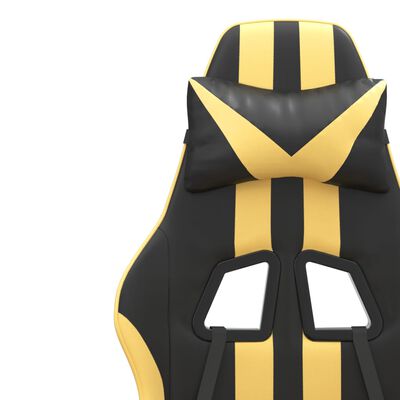 vidaXL Gamestoel draaibaar met voetensteun kunstleer zwart & goud