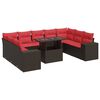 vidaXL 10-delige Loungeset met kussens poly rattan acacia bruin