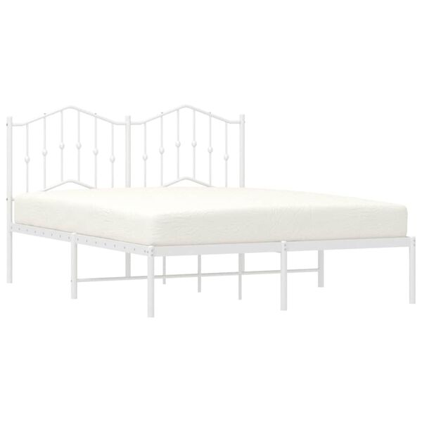 vidaXL Bedframe met hoofdbord metaal wit 150x200 cm