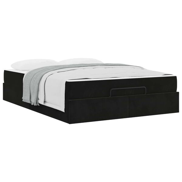 vidaXL Bedframe met matras met matras 2 pcs Zwart Fluweel