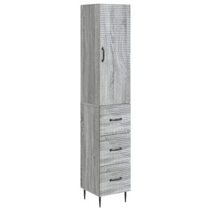 vidaXL Kastenset 2 st 33 x 34,5 x 90 cm Bewerkt hout Grijs Sonoma