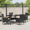 vidaXL Tuin eettafelset met kussen 5 pcs Zwart poly rattan