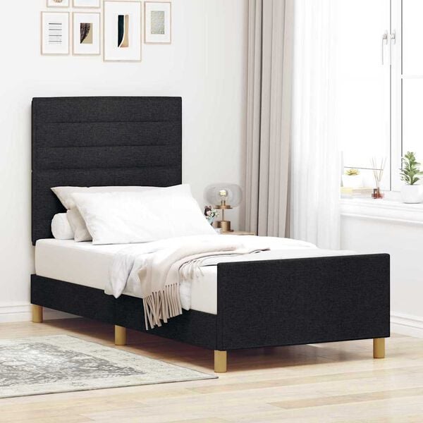 vidaXL Bedframe met hoofdeinde Zwart 90 x 190 cm Stof