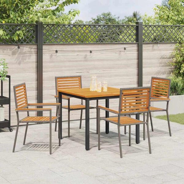 vidaXL Tuin Eetset 5 pcs Grijs 90 x 90 x 75 cm poly rattan
