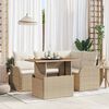 vidaXL Tuinbankenset met kussen 5 pcs Beige en Cr&egrave;me poly rattan