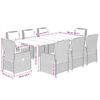 vidaXL 9-delige Tuinset met kussens poly rattan bruin