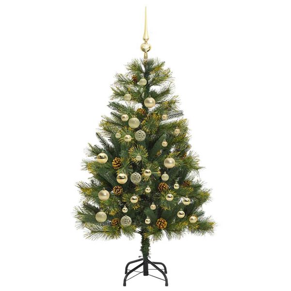 vidaXL Kunstmatige Scharnier Kerstboom met Cones Groen 120 cm