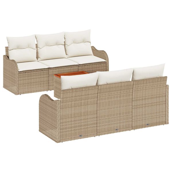 vidaXL Tuin Sofa Set 7 pcs Beige en wit