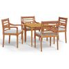 vidaXL 5-delige Tuinset met kussens massief teakhout